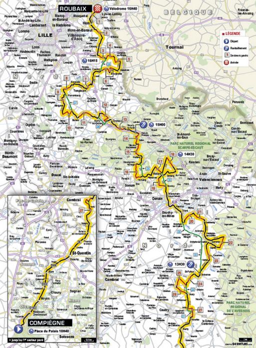 Paris Roubaix 2016 map